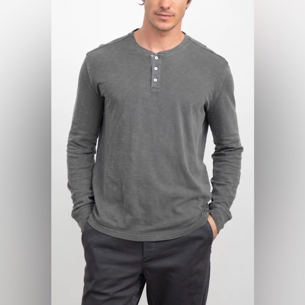 Rails Skhi Henley Washed Black Grey Long Sleeve Shirt Cotton XXL